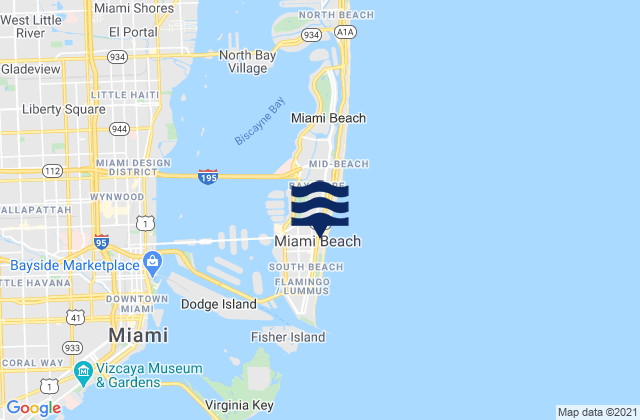 Miami Beach, United Statesの潮見表地図
