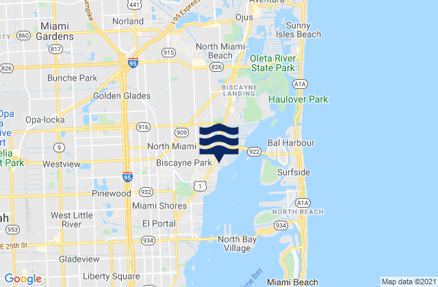 Miami Gardens, United Statesの潮見表地図