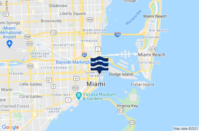 Miami River Entrance, United Statesの潮見表地図