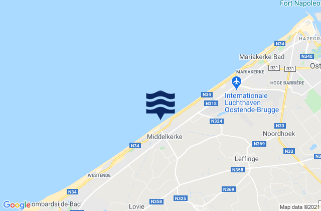 Middelkerke, Belgiumの潮見表地図