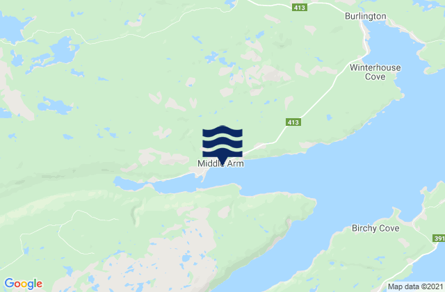 Middle Arm, Canadaの潮見表地図