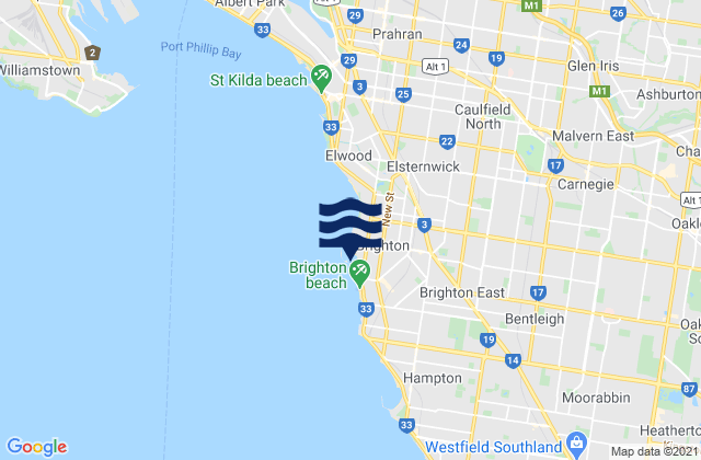 Middle Brighton Pier, Australiaの潮見表地図