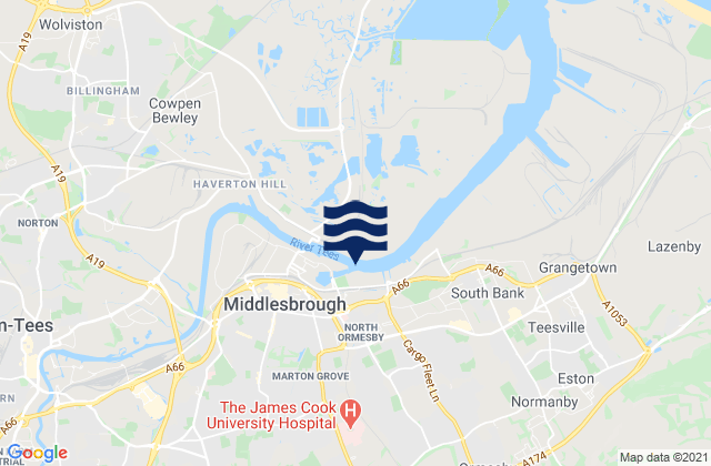 Middlesbrough (Dock Entrance), United Kingdomの潮見表地図