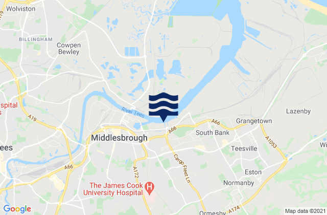 Middlesbrough, United Kingdomの潮見表地図