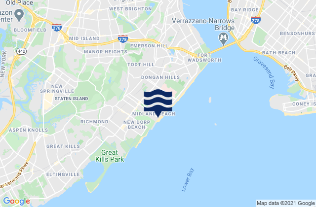 Midland Beach Staten Island, United Statesの潮見表地図