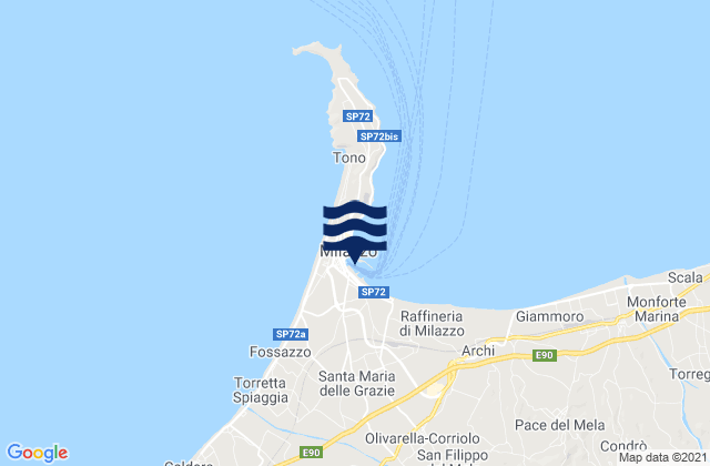 Milazzo, Italyの潮見表地図