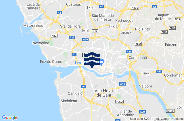 Milheirós, Portugalの潮見表地図