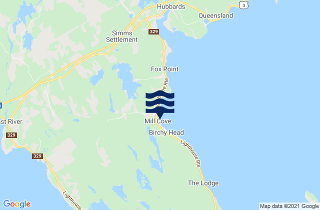 Mill Cove, Canadaの潮見表地図