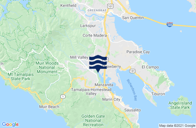 Mill Valley, United Statesの潮見表地図