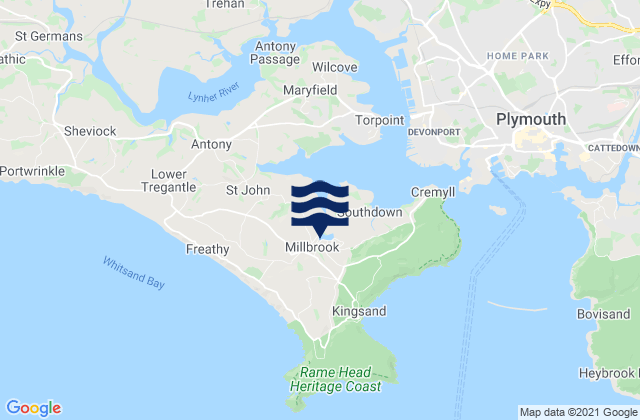 Millbrook, United Kingdomの潮見表地図