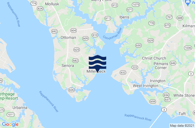Millenbeck (Corrotoman River), United Statesの潮見表地図