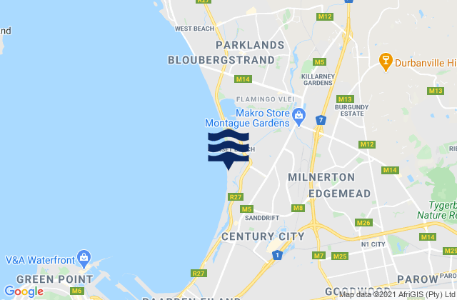 Milnerton, South Africaの潮見表地図
