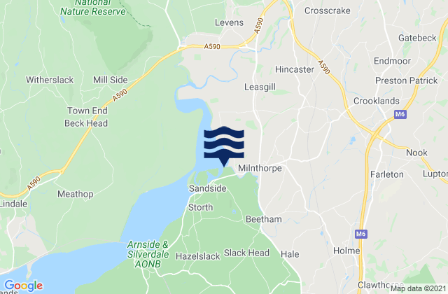 Milnthorpe, United Kingdomの潮見表地図