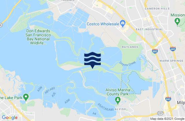 Milpitas, United Statesの潮見表地図