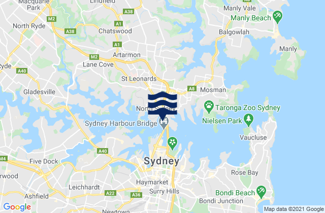 Milsons Point, Australiaの潮見表地図