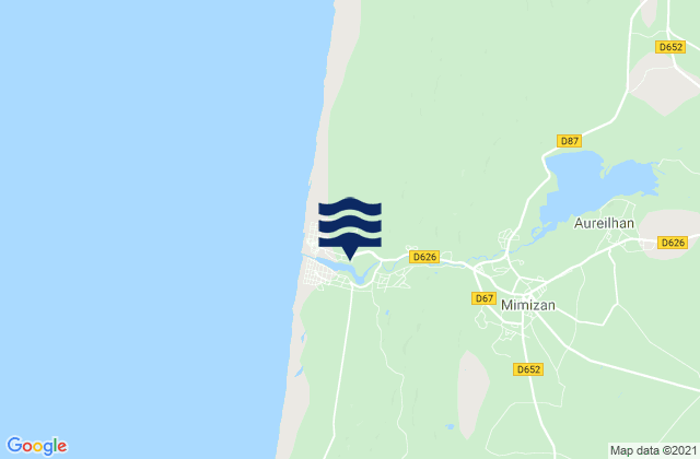 Mimizan, Franceの潮見表地図