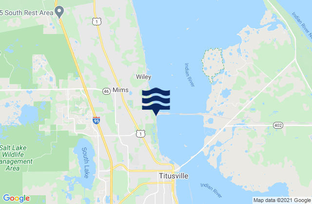 Mims, United Statesの潮見表地図