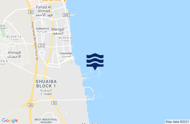 Mina Al Ahmadi, Saudi Arabiaの潮見表地図