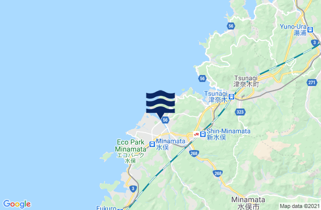 Minamata, Japanの潮見表地図
