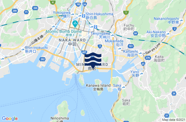 Minami-ku, Japanの潮見表地図