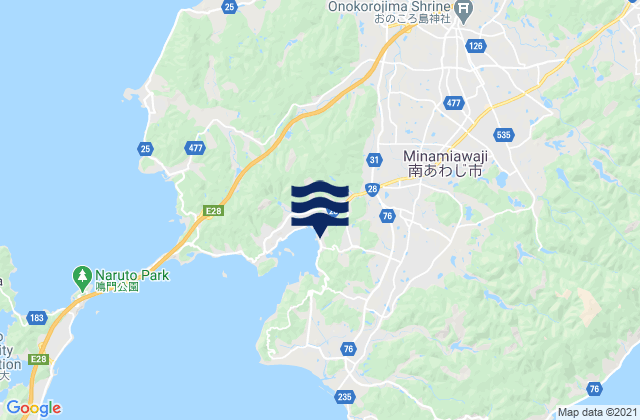 Minamiawaji Shi, Japanの潮見表地図