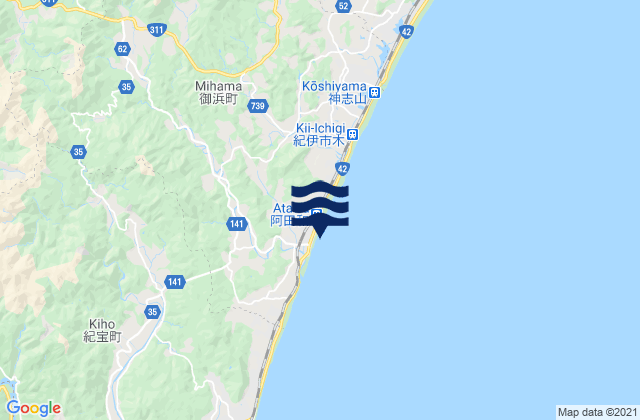 Minamimuro-gun, Japanの潮見表地図