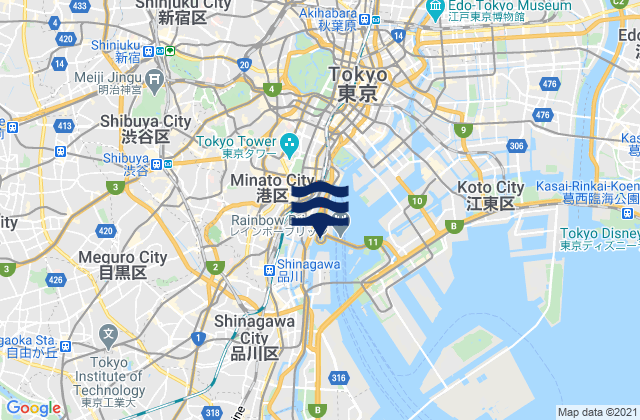 Minato-ku, Japanの潮見表地図