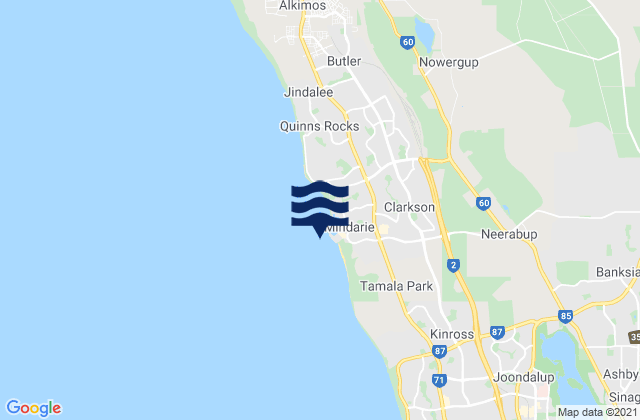 Mindarie, Australiaの潮見表地図