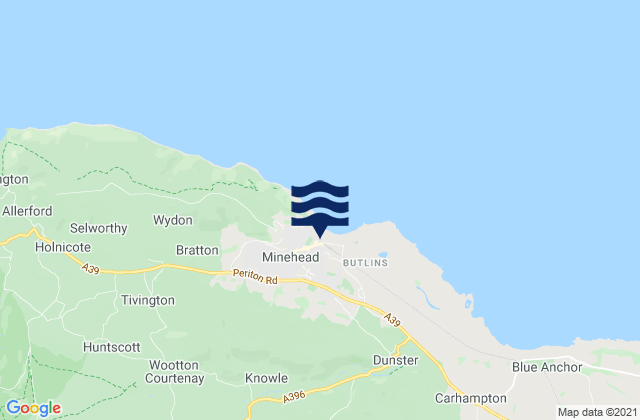 Minehead, United Kingdomの潮見表地図