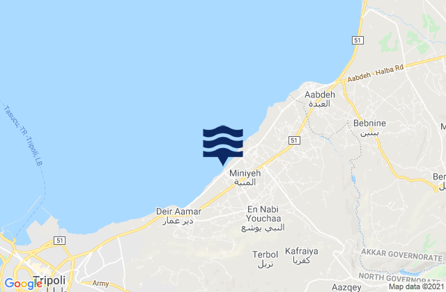 Miniyeh-Danniyeh, Lebanonの潮見表地図