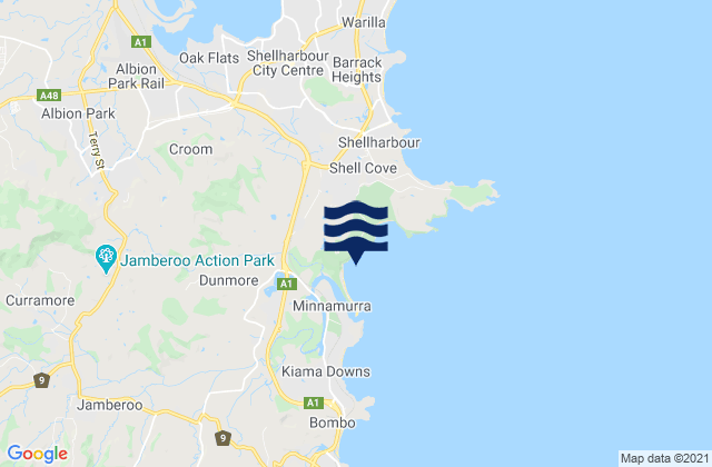 Minnamurra Beach, Australiaの潮見表地図