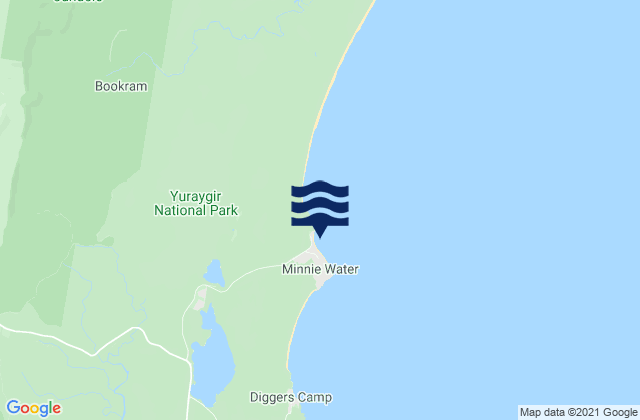 Minnie Water Beach, Australiaの潮見表地図