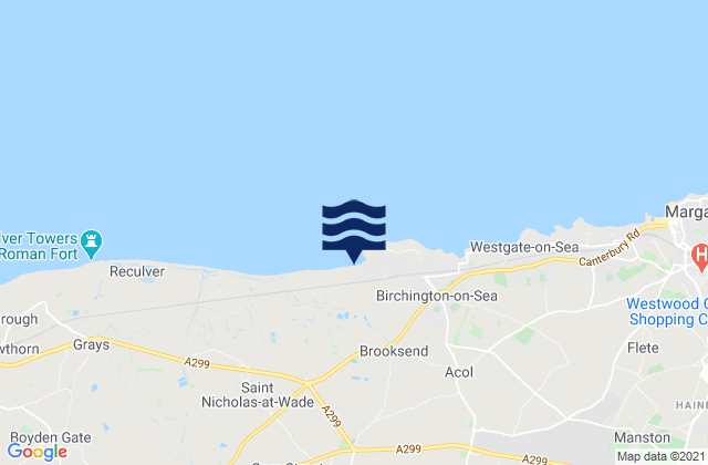 Minnis Bay Beach, United Kingdomの潮見表地図