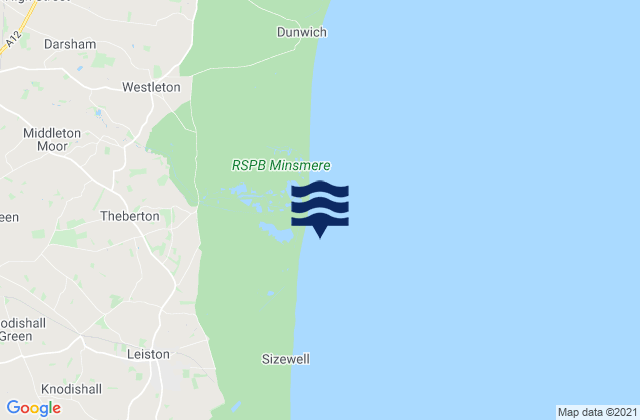 Minsmere Sluice, United Kingdomの潮見表地図