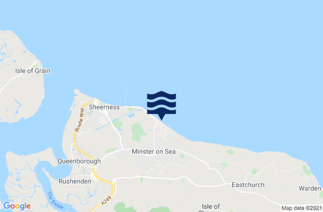 Minster Leas Beach, United Kingdomの潮見表地図
