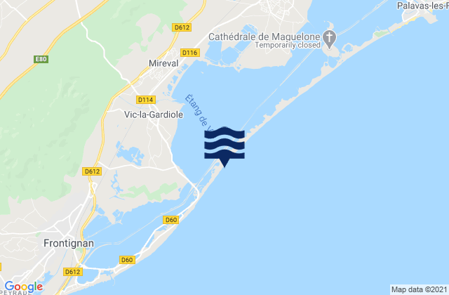 Mireval, Franceの潮見表地図