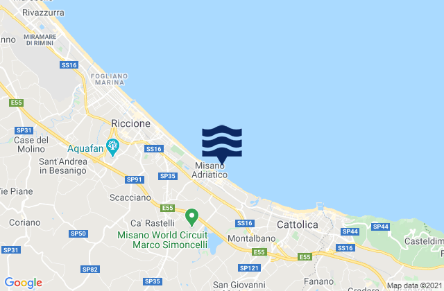 Misano Adriatico, Italyの潮見表地図