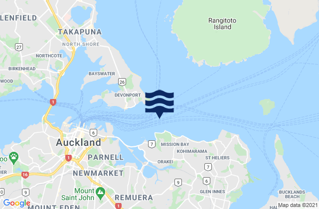 Mission Bay, New Zealandの潮見表地図