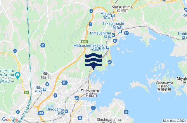 Miyagi-ken, Japanの潮見表地図