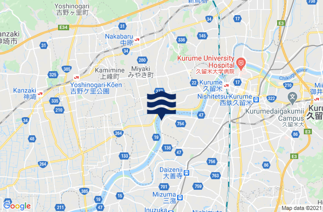 Miyaki-gun, Japanの潮見表地図