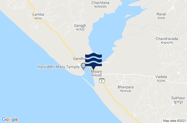 Miyani, Indiaの潮見表地図