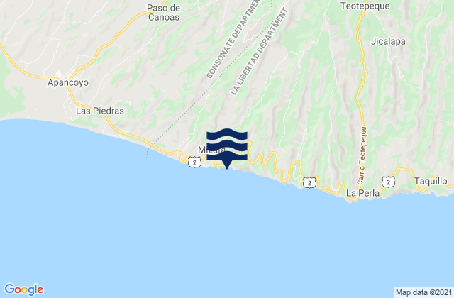 Mizata, El Salvadorの潮見表地図