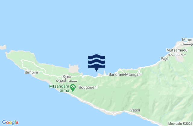 Mjamaoué, Comorosの潮見表地図