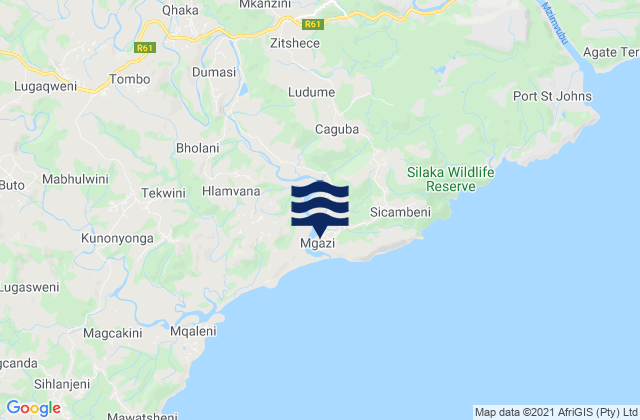 Mngazi, South Africaの潮見表地図