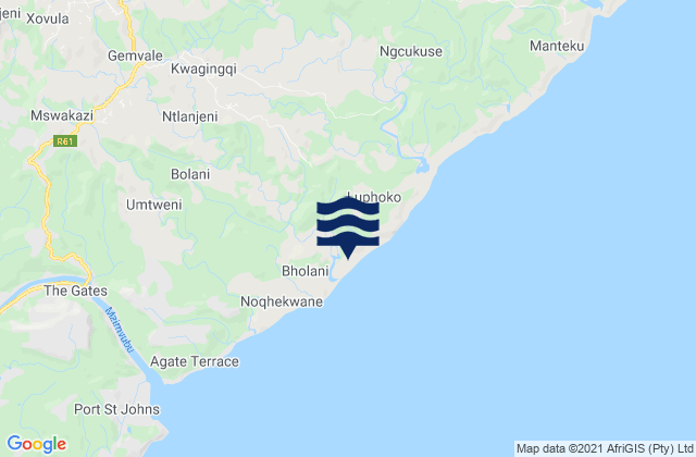 Mntafufu, South Africaの潮見表地図