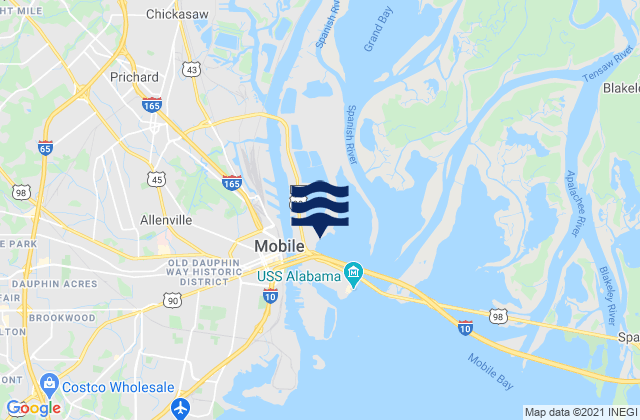 Mobile Mobile River (state Dock), United Statesの潮見表地図