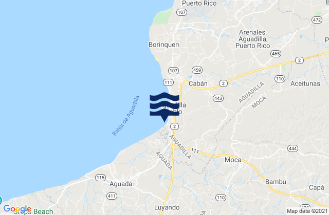 Moca, Puerto Ricoの潮見表地図