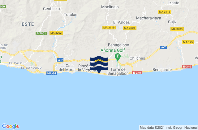 Moclinejo, Spainの潮見表地図
