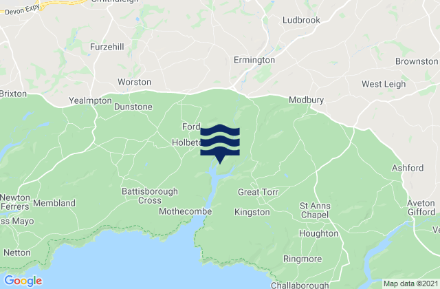 Modbury, United Kingdomの潮見表地図