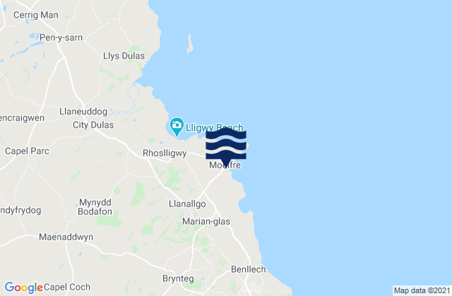 Moelfre, United Kingdomの潮見表地図